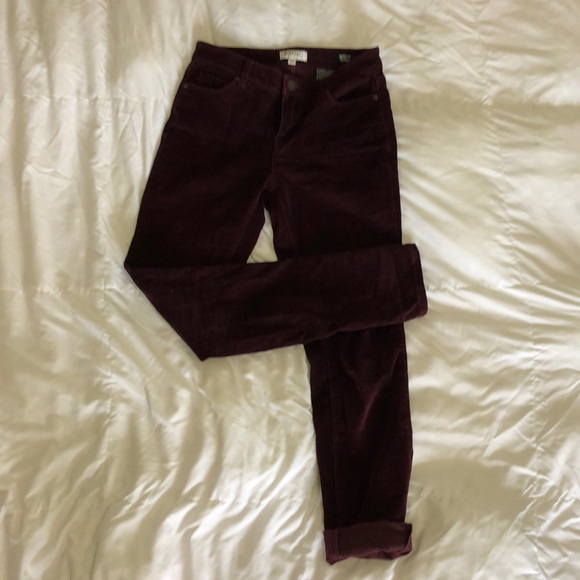 Skinny burgundy corduroy pants - Picture 1 of 3